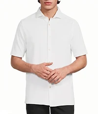 Murano Slim Fit Performance Solid Short Sleeve Coat Front Woven Shirt