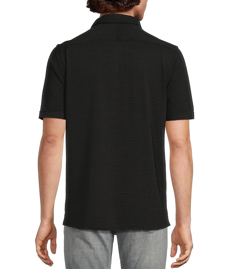 Murano Slim Fit Performance Solid Short Sleeve Coat Front Woven Shirt