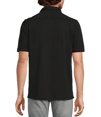 Murano Slim Fit Performance Solid Short Sleeve Coat Front Woven Shirt