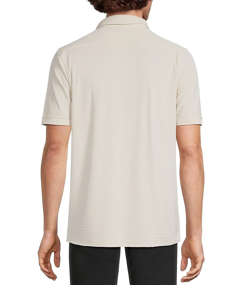 Murano Slim Fit Performance Solid Short Sleeve Coat Front Woven Shirt