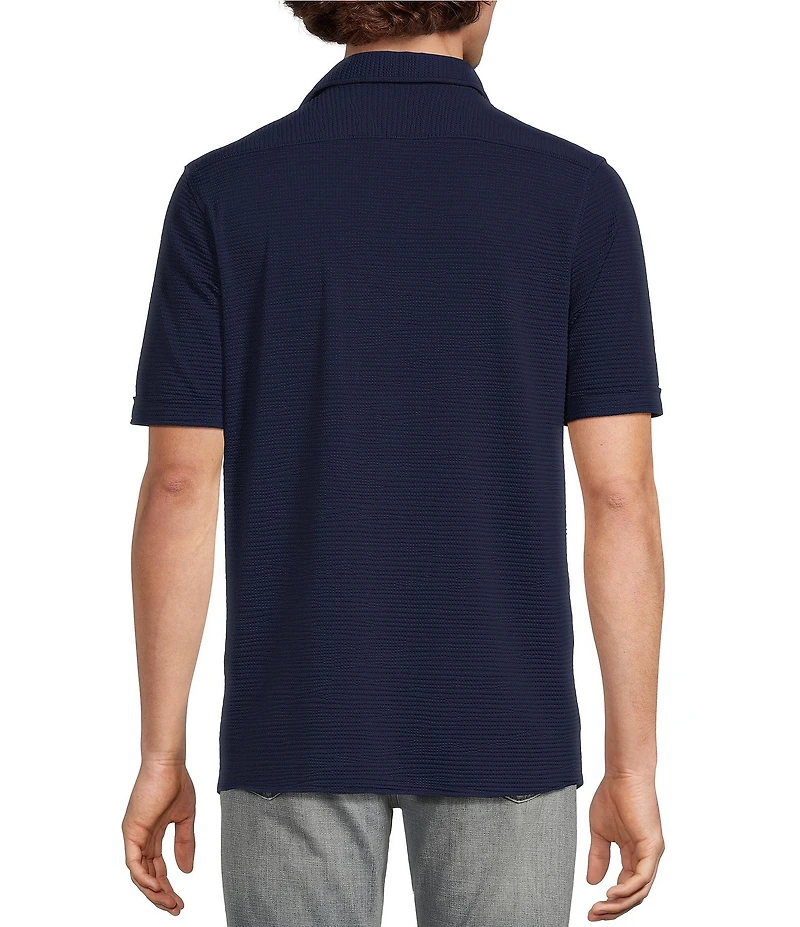 Murano Slim Fit Performance Solid Short Sleeve Coat Front Woven Shirt