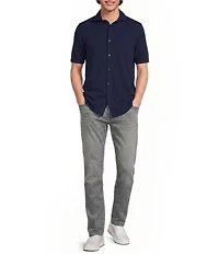 Murano Slim Fit Performance Solid Short Sleeve Coat Front Woven Shirt