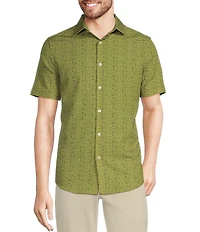 Murano Slim Fit Performance Stretch Desert Print Short Sleeve Woven Shirt