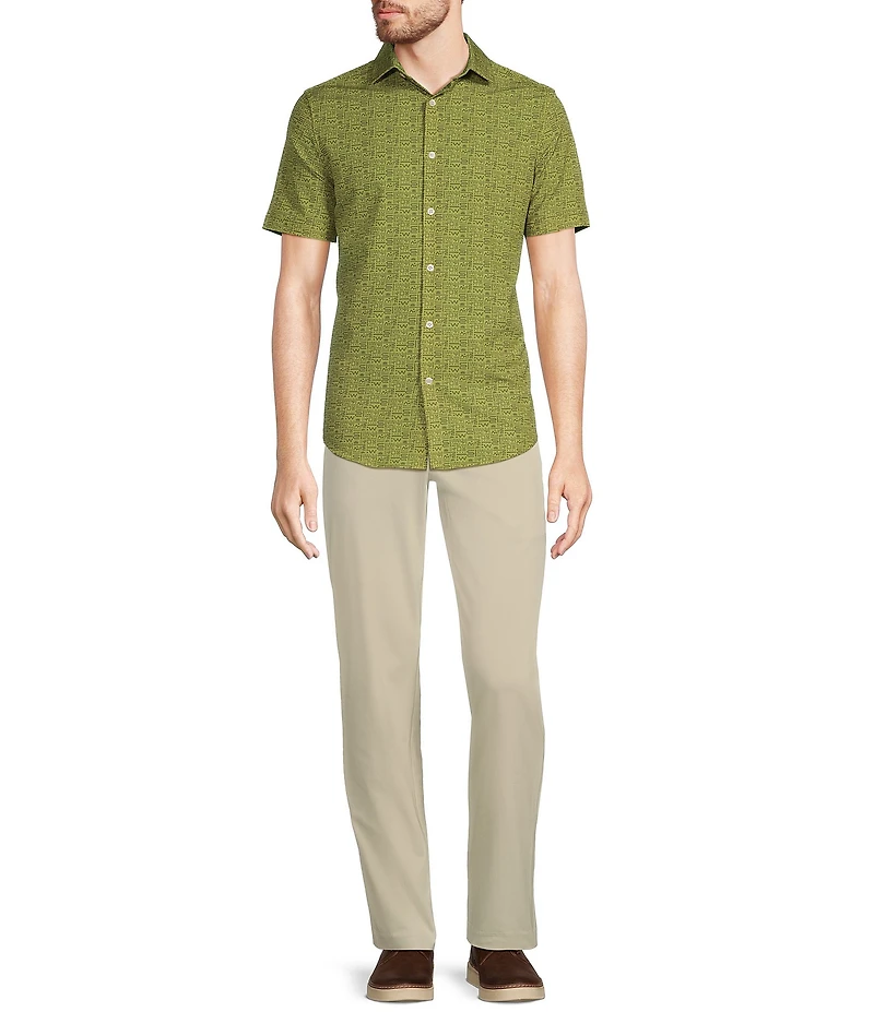 Murano Slim Fit Performance Stretch Desert Print Short Sleeve Woven Shirt