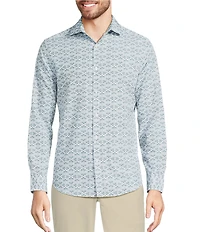 Murano Slim Fit Performance Stretch Diamond Print Long Sleeve Woven Shirt