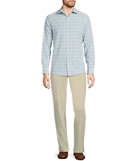 Murano Slim Fit Performance Stretch Diamond Print Long Sleeve Woven Shirt