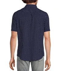 Murano Slim Fit Performance Stretch Diamond Print Short Sleeve Woven Shirt