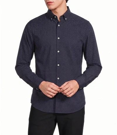 Murano Slim Fit Performance Stretch Geo Print Long Sleeve Woven Shirt