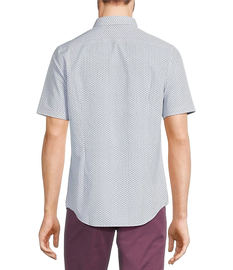 Murano Slim Fit Performance Stretch Geometric Print Short Sleeve Woven Shirt