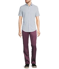 Murano Slim Fit Performance Stretch Geometric Print Short Sleeve Woven Shirt