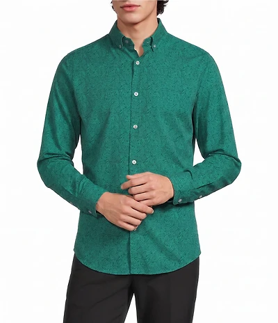Murano Slim Fit Performance Stretch Paisley Print Long Sleeve Woven Shirt