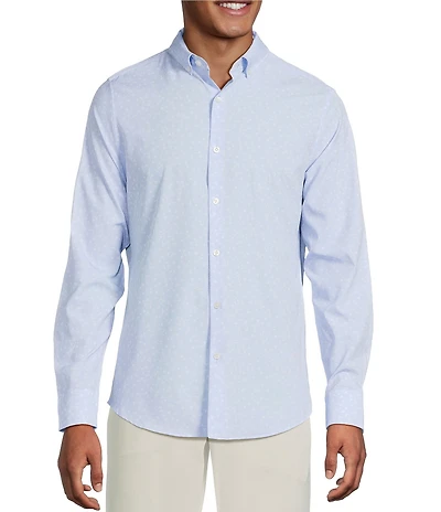 Murano Slim Fit Performance Stretch Printed Long Sleeve Woven Shirt