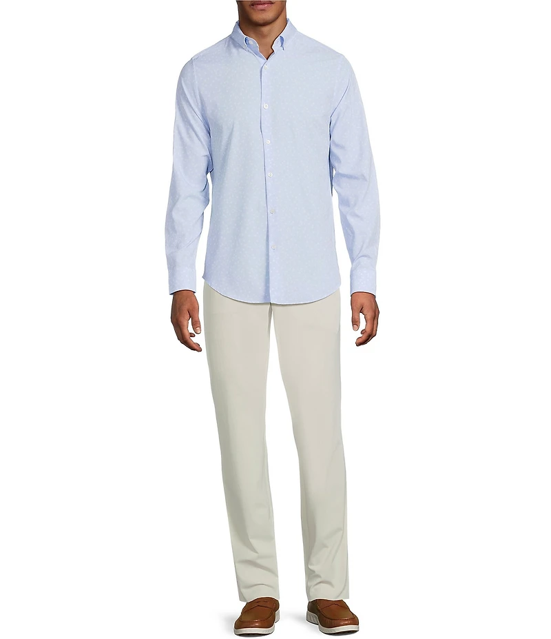 Murano Slim Fit Performance Stretch Printed Long Sleeve Woven Shirt