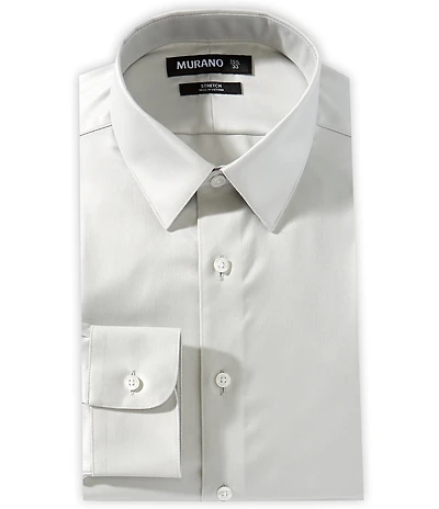 Murano Slim-Fit Point Collar Solid Sateen Dress Shirt