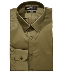 Murano Slim-Fit Point Collar Solid Sateen Dress Shirt