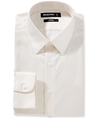 Murano Slim-Fit Point Collar Solid Sateen Dress Shirt