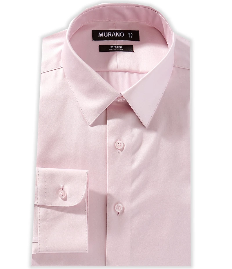 Murano Slim-Fit Point Collar Solid Sateen Dress Shirt