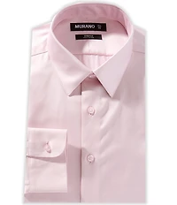 Murano Slim-Fit Point Collar Solid Sateen Dress Shirt