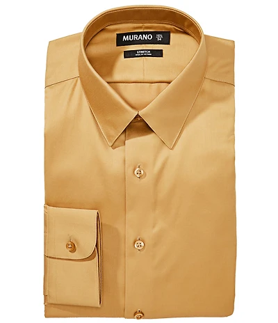 Murano Slim-Fit Point Collar Solid Sateen Dress Shirt