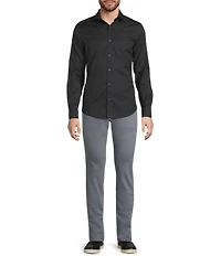 Murano Slim Fit Sating Jacquard Long Sleeve Woven Shirt