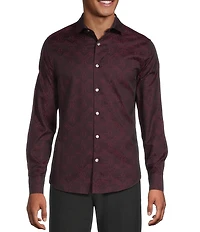 Murano Slim Fit Sating Jacquard Long Sleeve Woven Shirt