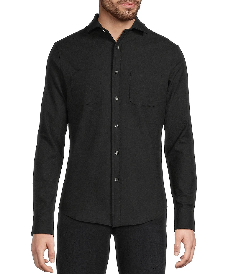 Murano Slim Fit Solid Long Sleeve Woven Shirt