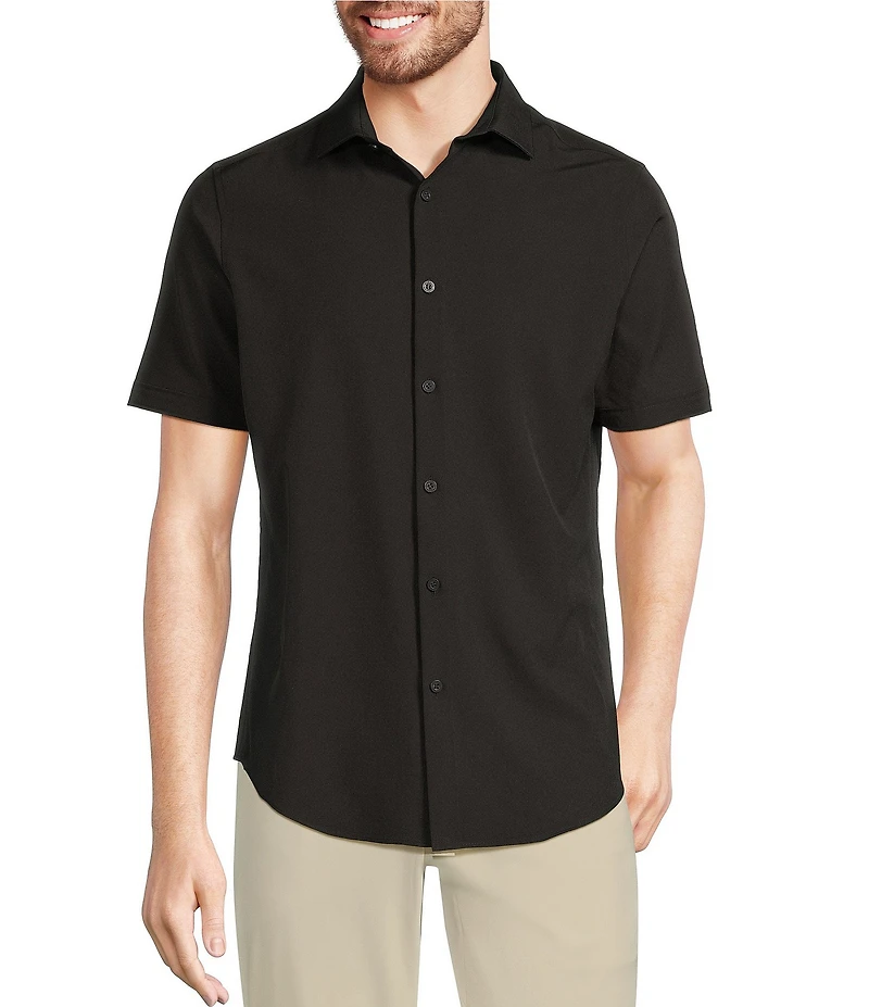 Murano Slim Fit Solid Performance Stretch Short Sleeve Woven Shirt
