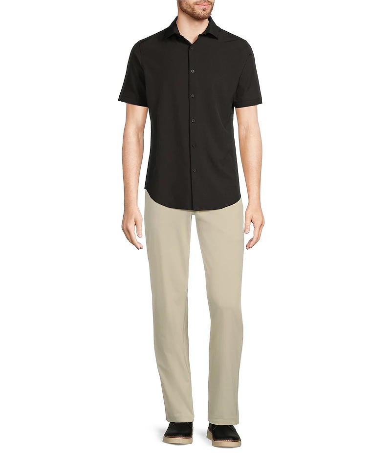 Murano Slim Fit Solid Performance Stretch Short Sleeve Woven Shirt