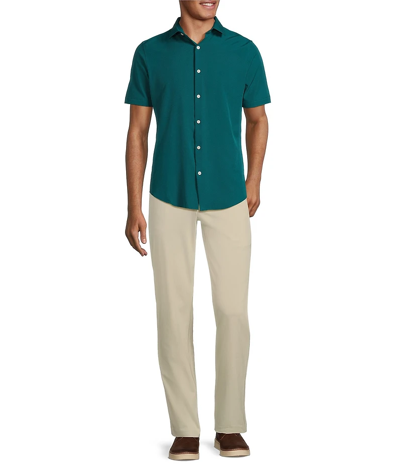 Murano Slim Fit Solid Performance Stretch Short Sleeve Woven Shirt