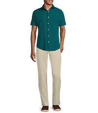 Murano Slim Fit Solid Performance Stretch Short Sleeve Woven Shirt