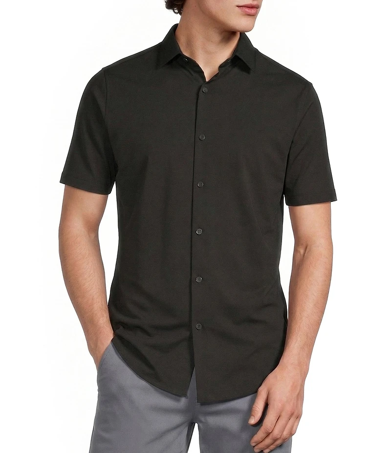 Murano Slim Fit Solid Performance Stretch Short Sleeve Woven Shirt