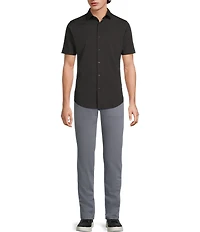 Murano Slim Fit Solid Performance Stretch Short Sleeve Woven Shirt