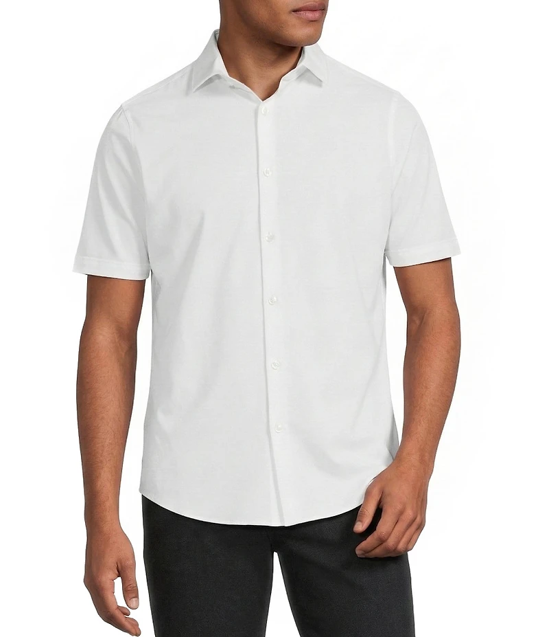 Murano Slim Fit Solid Performance Stretch Short Sleeve Woven Shirt