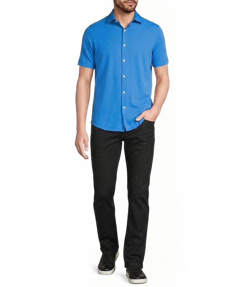 Murano Slim Fit Solid Performance Stretch Short Sleeve Woven Shirt