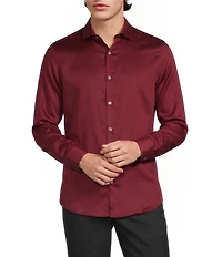 Murano Slim Fit Solid Sateen Long Sleeve Woven Shirt