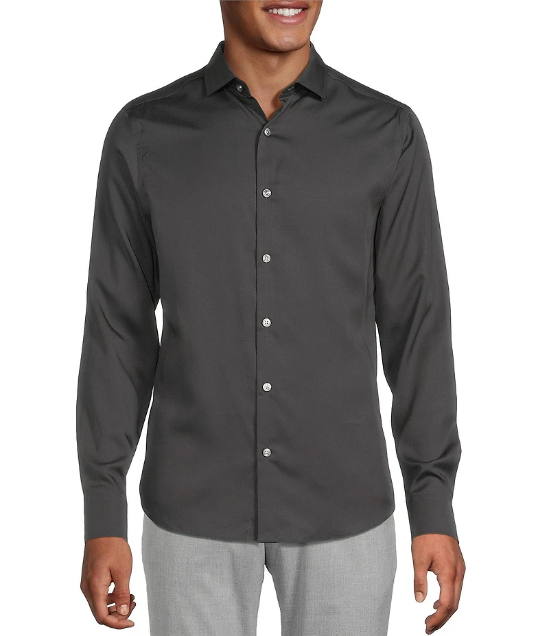 Murano Slim Fit Solid Sateen Long Sleeve Woven Shirt
