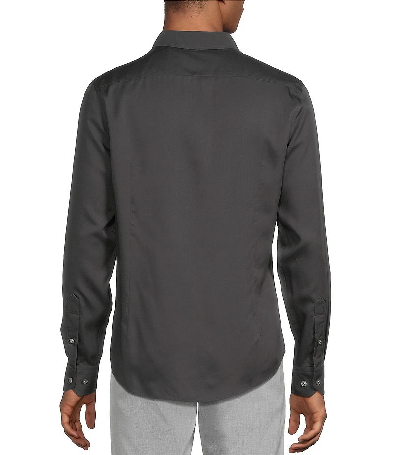 Murano Slim Fit Solid Sateen Long Sleeve Woven Shirt