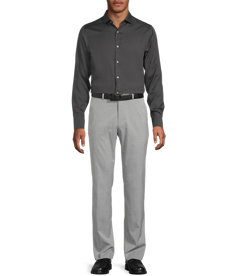 Murano Slim Fit Solid Sateen Long Sleeve Woven Shirt