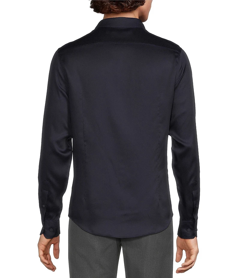 Murano Slim Fit Solid Sateen Long Sleeve Woven Shirt