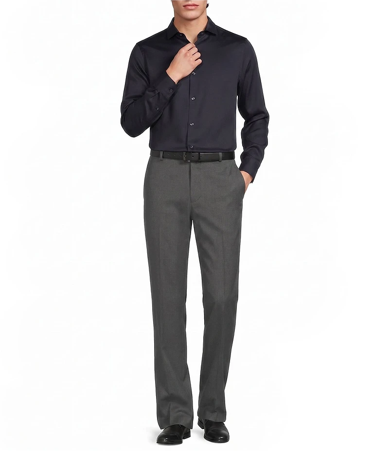 Murano Slim Fit Solid Sateen Long Sleeve Woven Shirt
