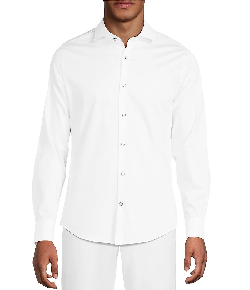 Murano Slim Fit Solid Sateen Long Sleeve Woven Shirt