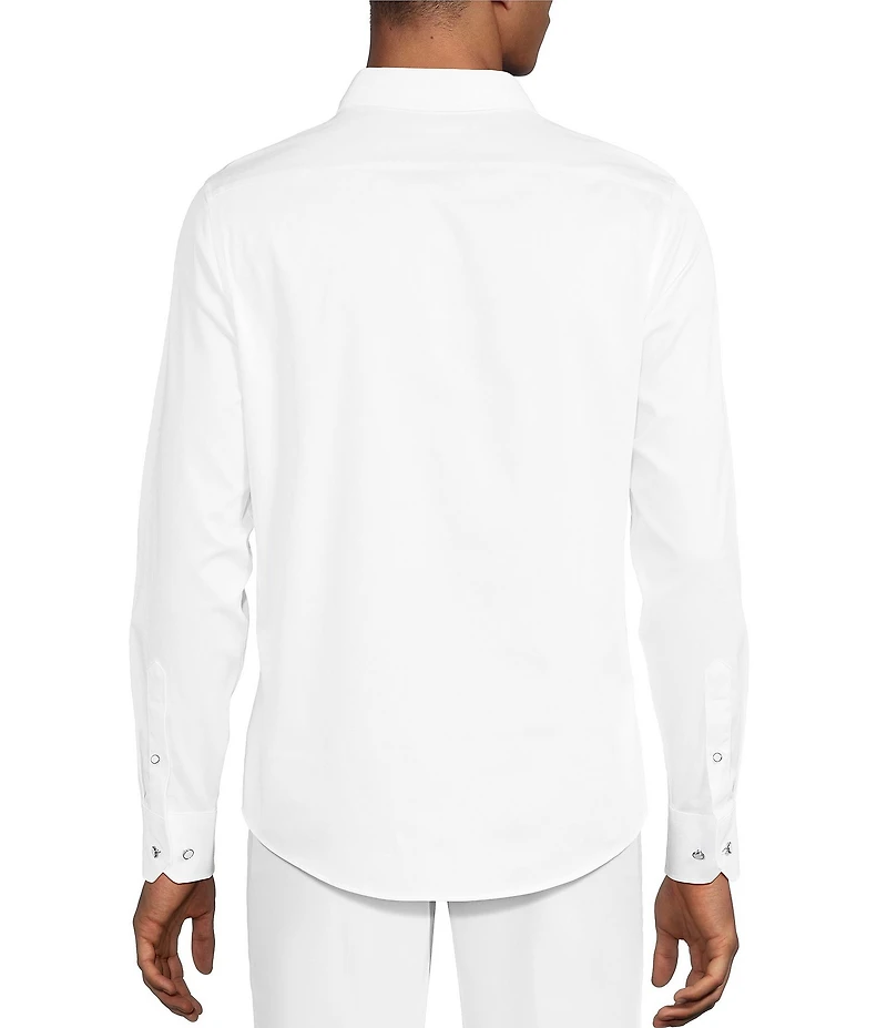 Murano Slim Fit Solid Sateen Long Sleeve Woven Shirt