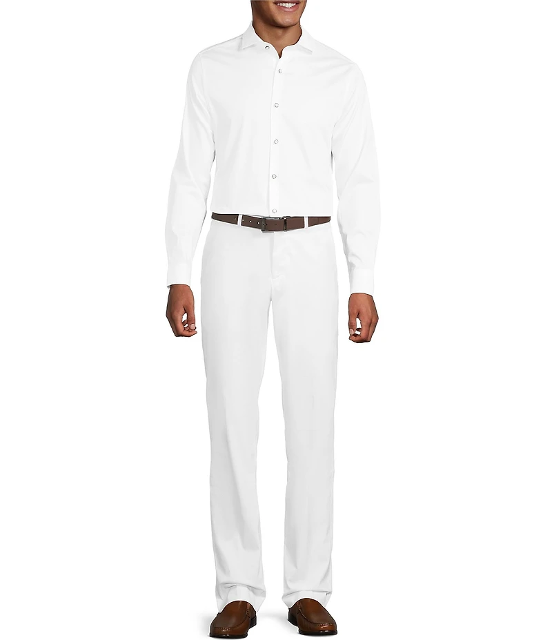 Murano Slim Fit Solid Sateen Long Sleeve Woven Shirt