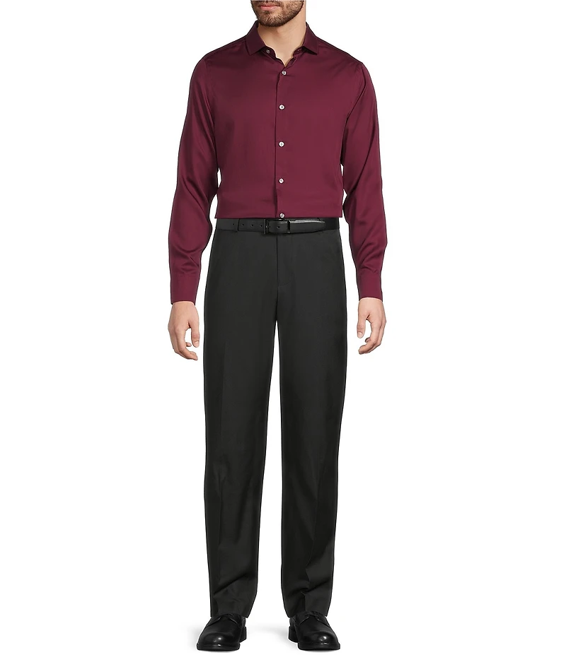 Murano Slim Fit Solid Sateen Long Sleeve Woven Shirt