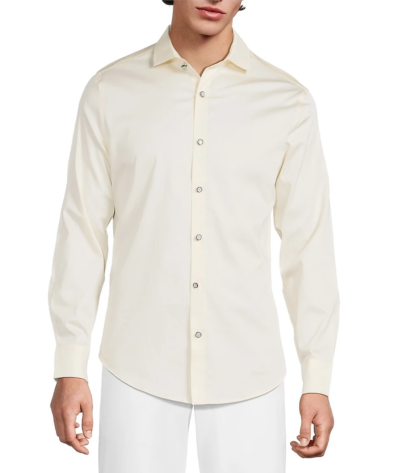 Murano Slim Fit Solid Sateen Long Sleeve Woven Shirt