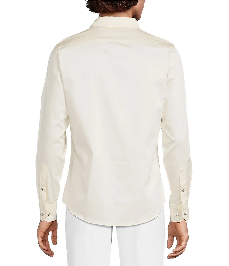 Murano Slim Fit Solid Sateen Long Sleeve Woven Shirt