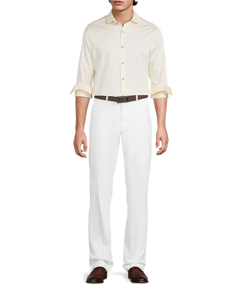 Murano Slim Fit Solid Sateen Long Sleeve Woven Shirt