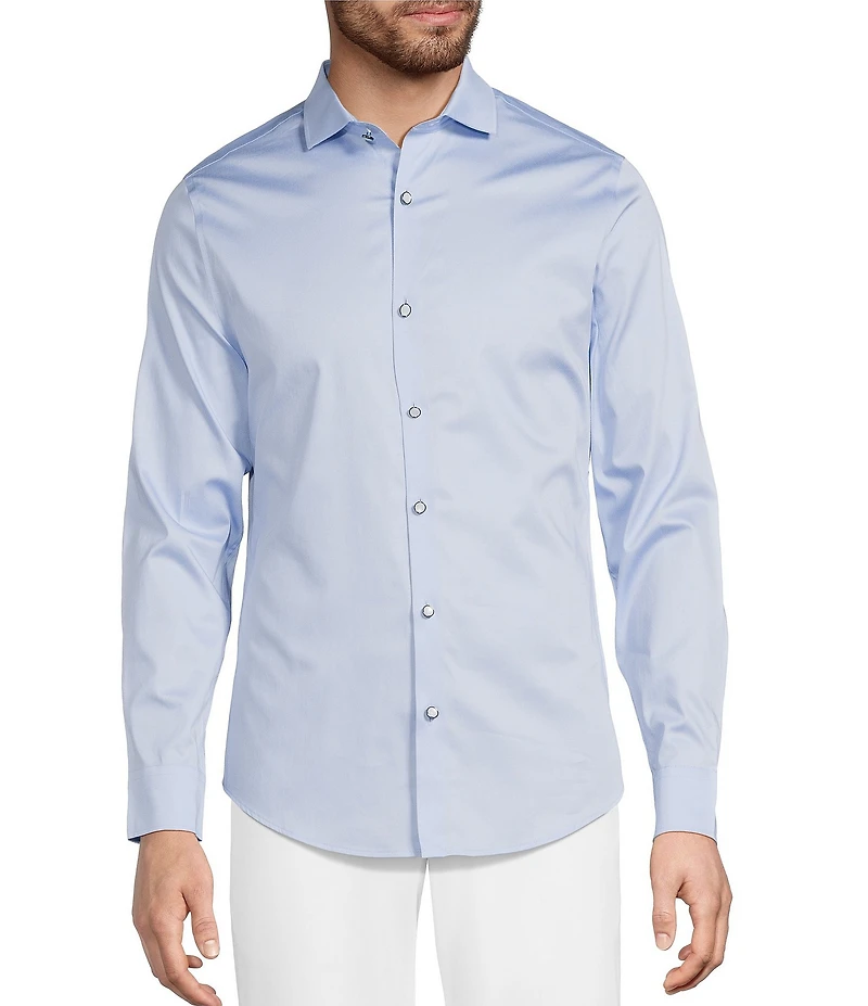 Murano Slim Fit Solid Sateen Long Sleeve Woven Shirt