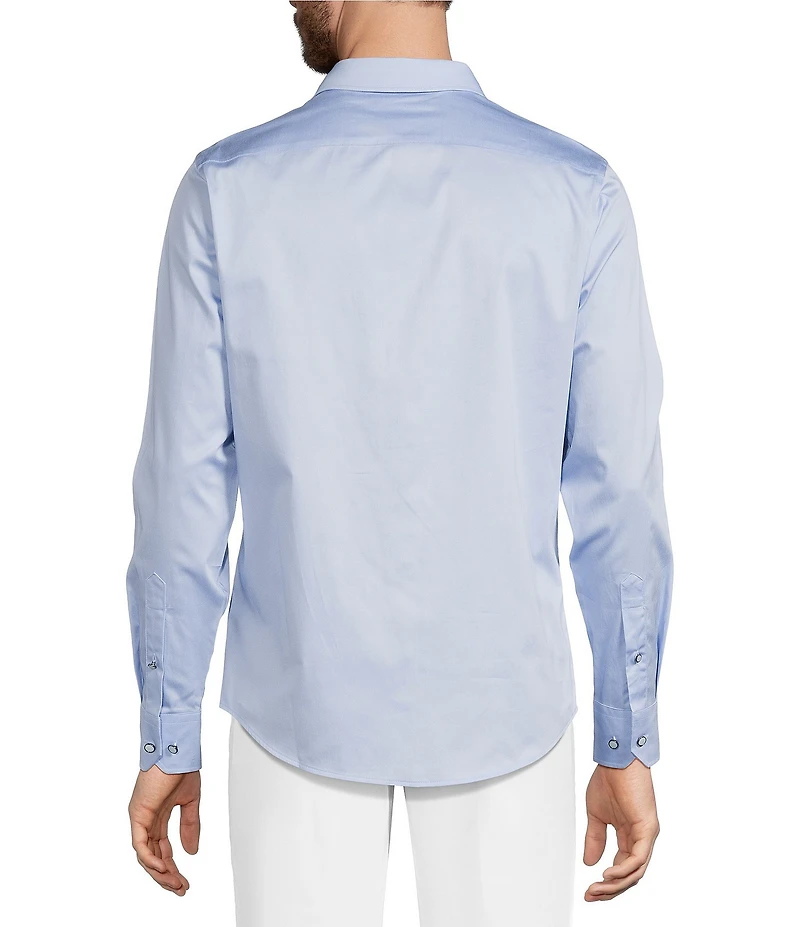 Murano Slim Fit Solid Sateen Long Sleeve Woven Shirt