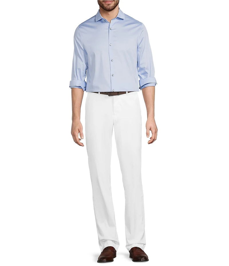Murano Slim Fit Solid Sateen Long Sleeve Woven Shirt